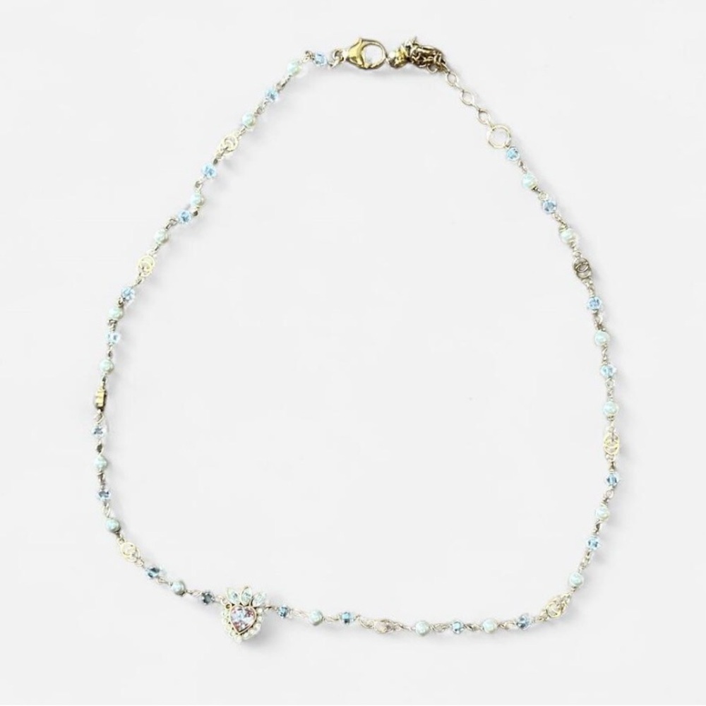 NEW IN BOX - AUTHENTIC GUCCI Crystal Pearl Heart Necklace Gold